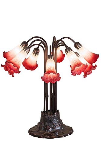 22 inches H Pink/White Pond Lily 10 LT Table Lamp