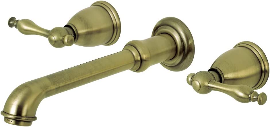 Kingston Brass KS7123NL 8-Inch Center Wall Mount Bathroom Faucet, Antique Brass