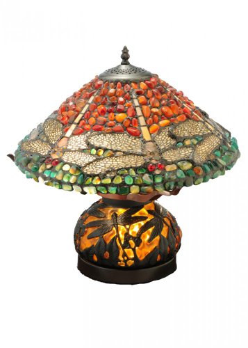 16.5 inches H Dragonfly Polished Agata W/Lighted Base Table Lamp