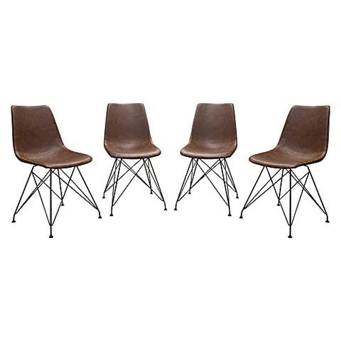 Theo Set of (4) Dining Chairs in Chocolate Leatherette w/ Black Metal Base by Diamond Sofa - Chocolate