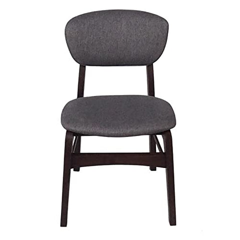 Ouuuhlala LilyB Dark Grey Rubber Wood Fabric Dining Chair with Espresso Leg (Set of 2)