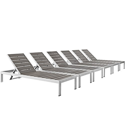 Shore Chaise Outdoor Patio Aluminum Set of 6