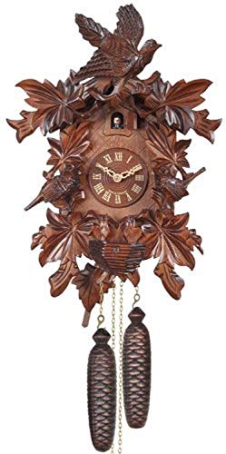 Eight Day Cuckoo Clock with Hand-carved Leaves Birds and Bird Nest with Chicks