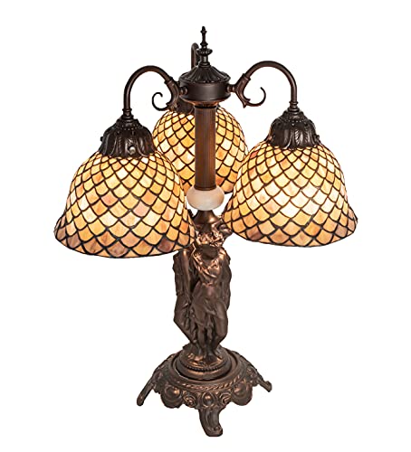 23Inch High Tiffany Fishscale 3 Light Table Lamp