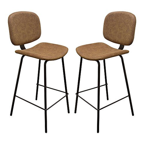 Set of Two James Counter Height Chairs in Coffee PU with Powder Coated Metal Frame by Diamond Sofa
