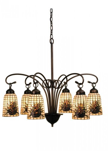 28 inches W Pine Barons 6 LT Chandelier