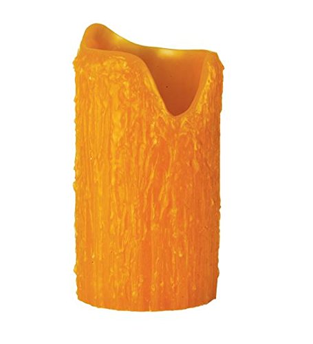 4 inches W X 8 inches H Poly Resin Honey Amber Uneven Top Candle Cover