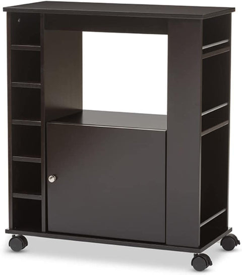 Baxton Studio Ontario Modern and Contemporary Wood Dry Bar and Wine Cabinet, Dark Brown
