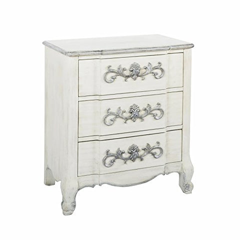 Three Drawer White/Silver Accent Chest