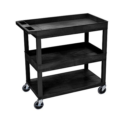 32 in. x 18 in. Cart - Two Tub/One Flat Shelves - Black