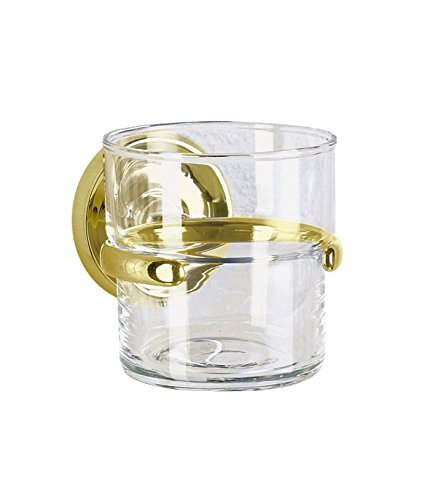 VILLA HOLDER WITH GLASS TUMBLER POLISHED BRASS