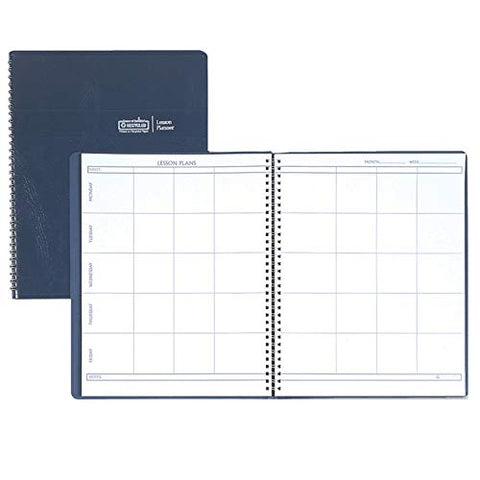 Lesson Plan Book, Embossed Leather-Like Cover, 11 x 8-1/2, Blue