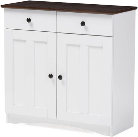 Baxton Studio DR 883400-White/Wenge Cabinet, White/Dark Brown