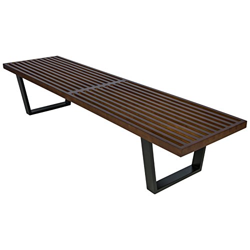 LeisureMod Mid-Century Inwood Platform Bench in Dark Walnut- 6 Feet