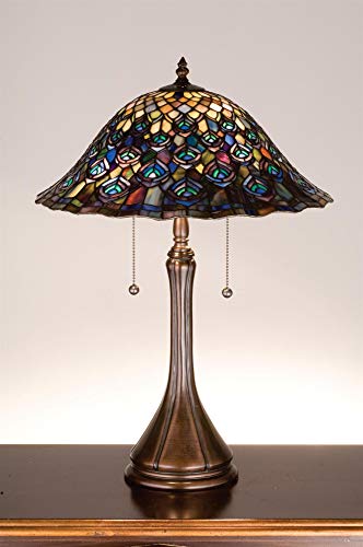 22 inches H Tiffany Peacock Feather Table Lamp
