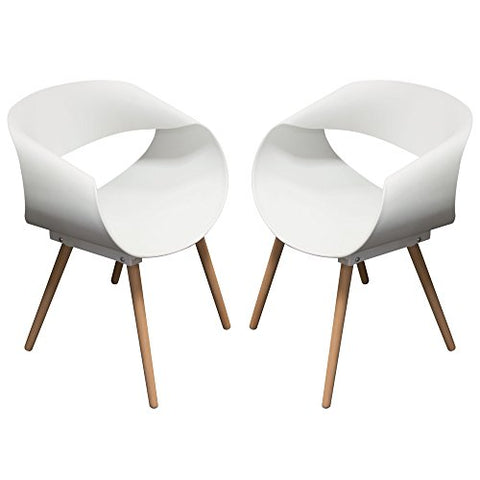 Ribbon 2-Pack Accent Chairs in White Formed Polypropylene (PP) w/ Beech Legs by Diamond Sofa