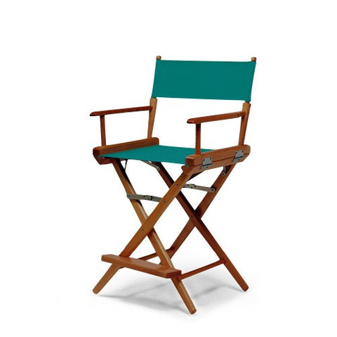 Telescope Casual World Famous Balcony Height Director Chair With Walnut Stain Finish and Teal Fabric