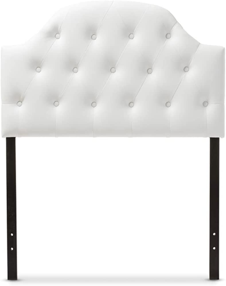 Baxton Studio Morris Modern and Contemporary White Faux Leather Upholstered Button-Tufted Scalloped Twin Size Headboard