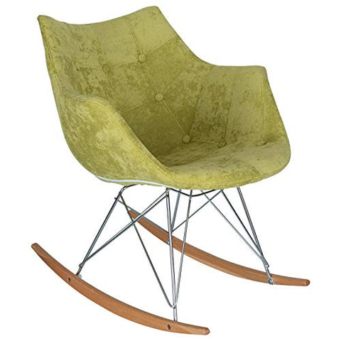LeisureMod Willow Velvet Eiffel Base Petite Rocking Chair (Pink)