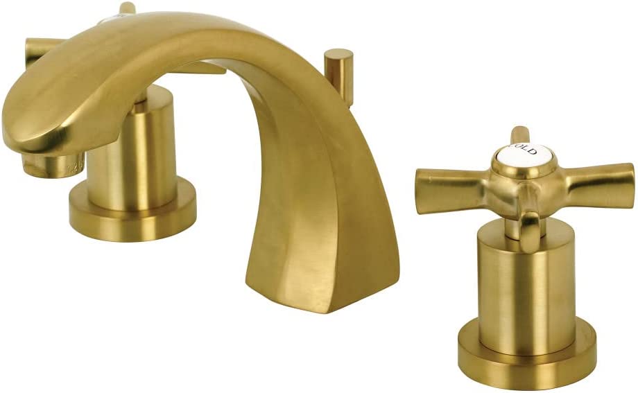 Kingston Brass KS4987ZX Millennium 8&#34; Widespread Bathroom Faucet, Brushed Brass