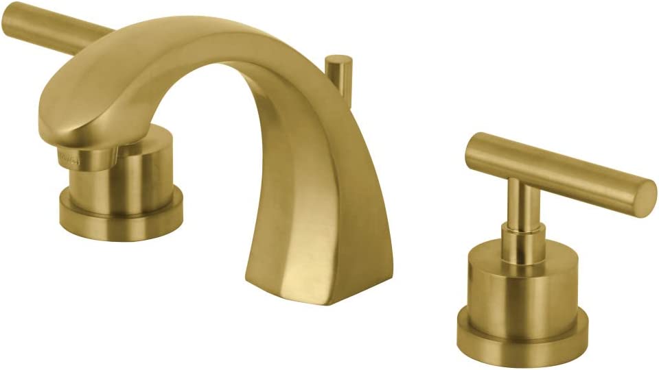 Kingston Brass KS4987CML Manhattan 8 in. Widespread Bathroom Faucet, Brushed Brass