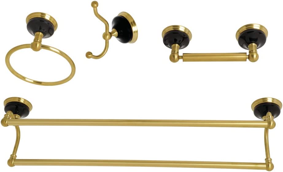 Kingston Brass BAK9113478BB Water Onyx Bathroom Hardware Set, Brushed Brass