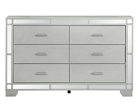 Madison 6-Drawer Silver Champagne Dresser (37 in. X 59 in. X 17 in.)