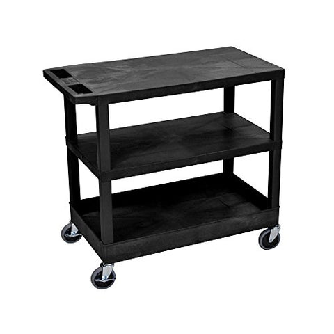 32 in. x 18 in. Cart - Two Flat/One Tub Shelves - Black