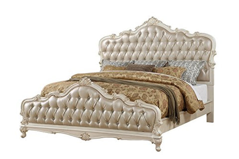 Chantelle Rose Gold PU & Pearl White California King Bed - 23534CK