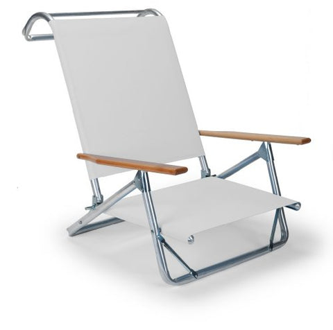 Telescope Casual Original Mini-Sun Chaise Folding Beach Arm Chair With White Fabric