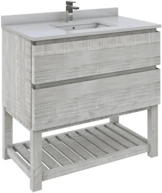 Fresca Formosa 36&#34; Floor Standing Open Bottom Modern Bathroom Cabinet w/Top &amp; Sink in Ash