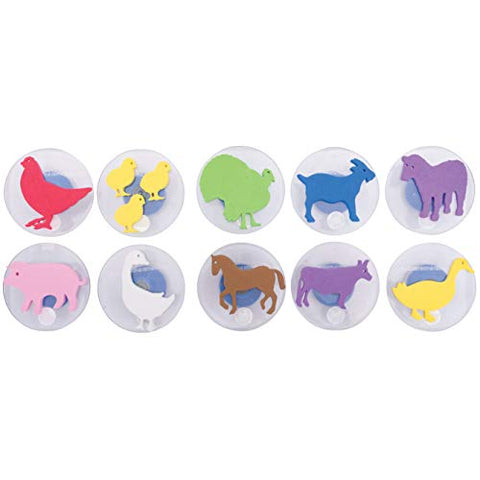 READY 2 LEARN Giant Stampers - Farm Animals - Set of 10 - Easy to Hold Foam Stamps for Kids - Arts and Crafts Stamps for Displays, Posters, Signs and DIY Projects