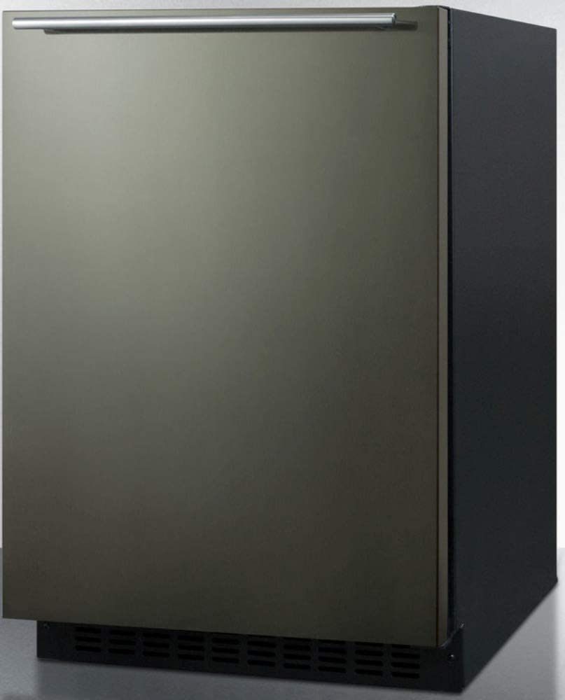 Summit FF64BXKSHH 24&#34;&#34; Built-in or Freestanding Compact Refrigerator with 4.6 cu. ft. Capacity Frost Free Operation Recessed LED Light and Adjustable Glass Shelves in Black Stainless Steel