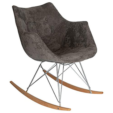 LeisureMod Willow Velvet Eiffel Base Petite Rocking Chair (Cedar Brown)