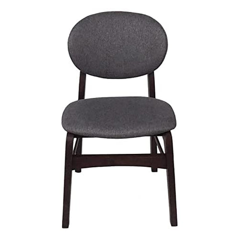 Ouuuhlala Lily Dark Grey Rubber Wood Fabric Dining Chair with Espresso Leg (Set of 2)