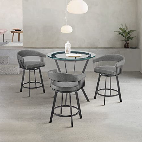 Armen Living Naomi and Chelsea 5-Piece Counter Height Dining Set in Black Metal and Grey Faux Leather