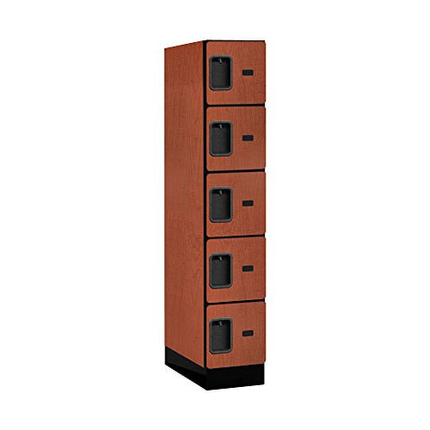 12Inches  Wide Five Tier Box Style Designer Wood Locker - 1 Wide - 5 Feet High - 21 Inches Deep - Cherry