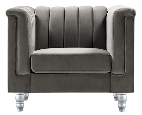 Sunset Dark Gray Vertical Channel Quilted Accent Chair