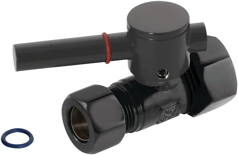 Kingston Brass CC44450DL Concord 5/8-Inch IPS X 1/2-Inch OD Comp Quarter-Turn Straight Stop Valve, Matte Black