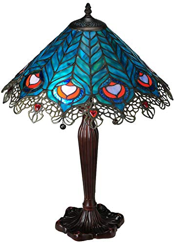 23 inches H Peacock Feather Lace Table Lamp