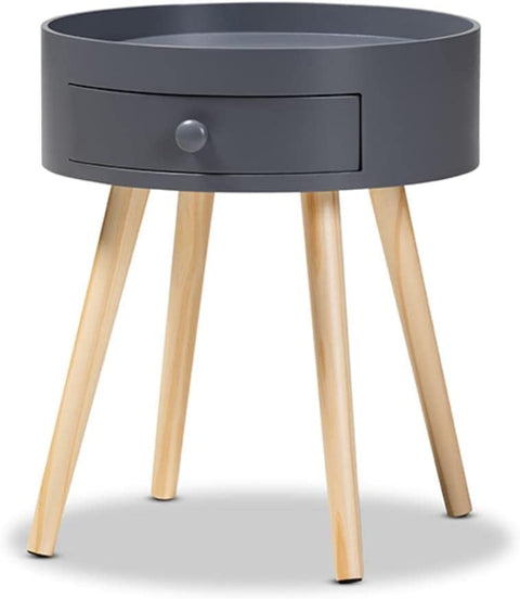 Baxton Studio Jessen 15&#34; Wide Gray Wood 1-Drawer Nightstand