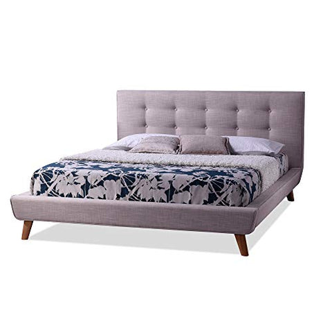 Great design is defined by its ability to communicate style with the smallest amount of effort` and thats what characterizes the Jonesy Scandinavian Style Mid-century Beige Linen Fabric Upholstered Platform Bed. Clean minimal design in beautiful linen fa