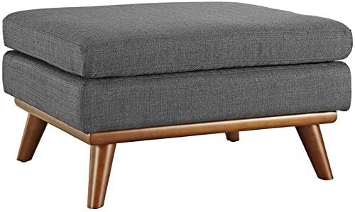 Modway Engage Mid-Century Modern Upholstered Fabric Ottoman in Gray