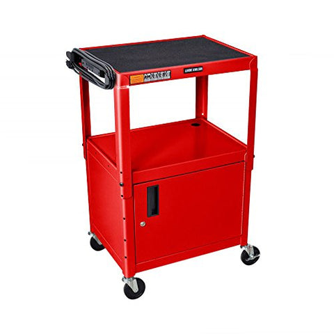 Adjustable-Height Steel AV Cart - Cabinet - Red