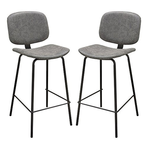 Set of Two James Counter Height Chairs in Steel Grey PU with Powder Coated Metal Frame by Diamond Sofa