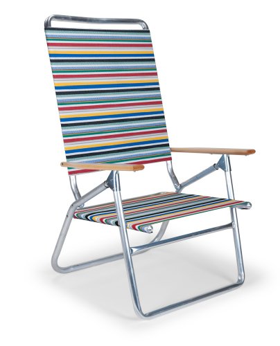 Telescope Casual Light N Easy High Boy Folding Beach Arm Chair With Classic Stripe Fabric