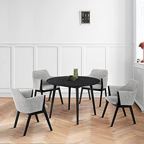 Armen Living Arcadia and Renzo Round 5 Piece Dining Set, 42&#34;, Grey/Black Wood