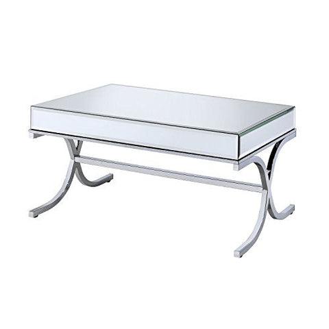 ACME Furniture 81195 Yuri Coffee Table, Mirrored Top/Chrome