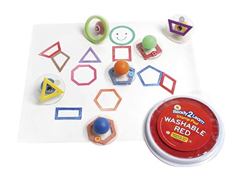 READY 2 LEARN CE6736 LEARN Giant Stampers - Geometric Shapes - Outlines - Set of 10 - Easy to Hold Foam Stamps for Kids - Arts and Crafts Stamps for Displays, Posters, Signs and DIY Projects