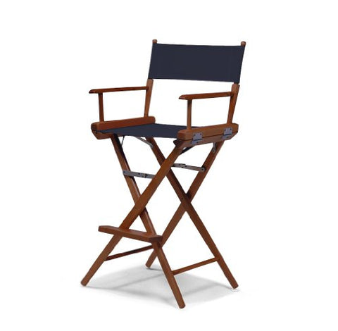 Telescope Casual World Famous Bar Height Director Chair With Walnut Stain Finish and Navy Fabric